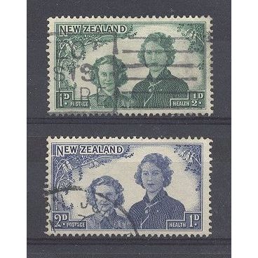 NewZealand.1944 Health Stamps(Queen Elizabeth II&Princess Margaret)set 2.FU.N15m