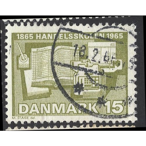 DENMARK, First school of commerce, olive 1965, 15ore