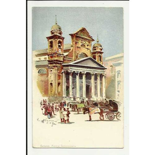 Art GENOVA Piazza Annunziata Postcard by Benzo