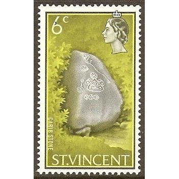St Vincent 1965 6c Rock Carvings Carib Stone Mounted Mint MM SG 236 Sc 231 stamp