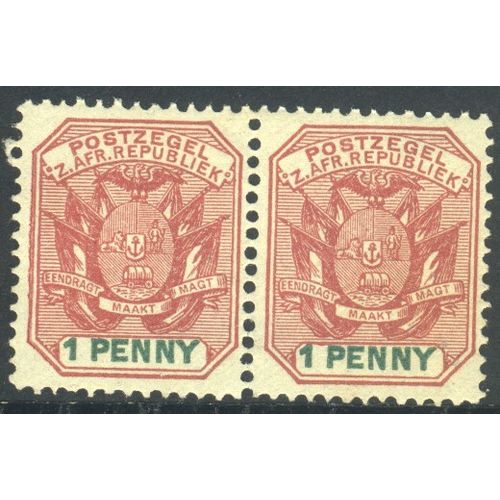 South Africa (Republicl) 1895 - SG206 - 1d red - Arms x 2 - MH