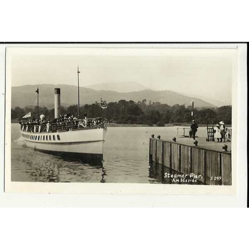Westmorland AMBLESIDE Pier & Steamer Postcard (S.299)