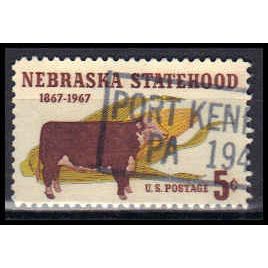 Used 1328 5c Nebraska Port Kennedy, PA. E1871