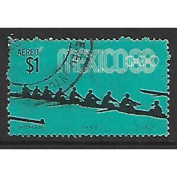 MEXICO 1968 OLYMPIC GAMES 1p ROWING TURQUOISE & BLACK SG1166 FINE USED