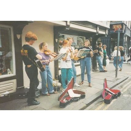 Teenage Street Buskers Music Band York Yorkshire Postcard