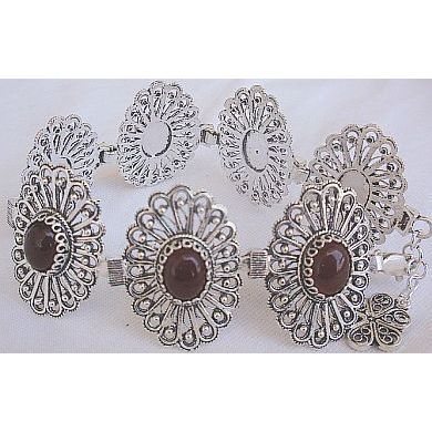 Red agate silver bracelet
