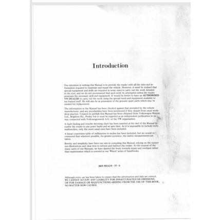 VW Beetle Service Repair Manual 1971 WSM157 901610356 PDF