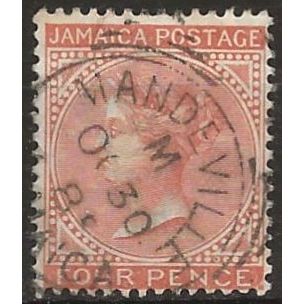 Jamaica 1887 SG22 4d Red-Orange Wmk Crown CA Fine Used ..
