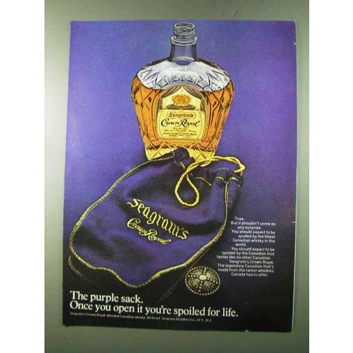 1972 Seagram's Crown Royal Ad - The Purple Sack