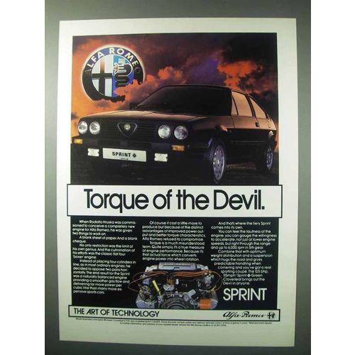 1984 Alfa Romeo Sprint Car Ad - Torque of the Devil