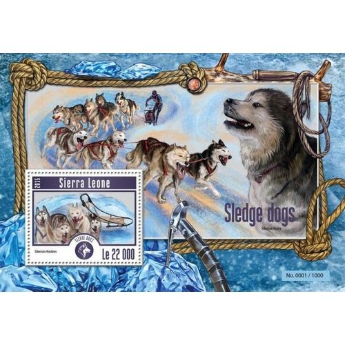SIERRA LEONE 2015 SHEET MNH SLEDGE DOGS CHIENS DE TRAINEAU CANI CAES HUNDEN 3A