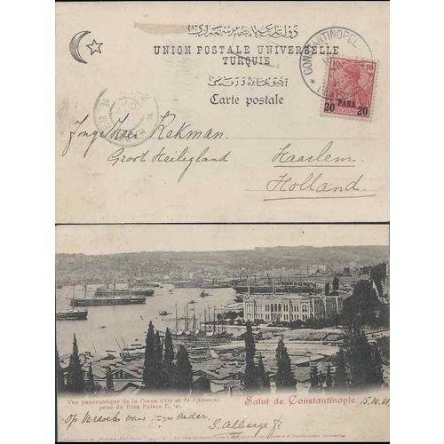 Turkey Postcard 1901 German Offices Constantinople to Holland