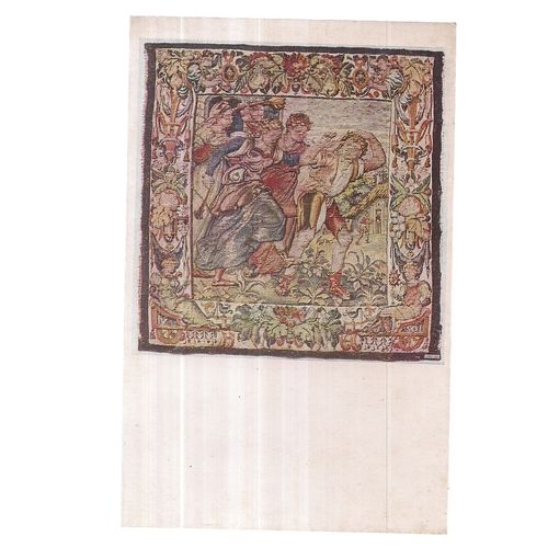 CURTAIN COVER TAPESTRY Flemish c.1600 unused postcard Victoria & Albert Museum =