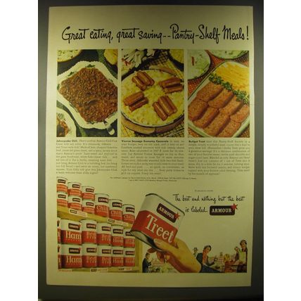 1946 Armour Meat Ad - Great eating, great saving .. Pantry-shelf meals
