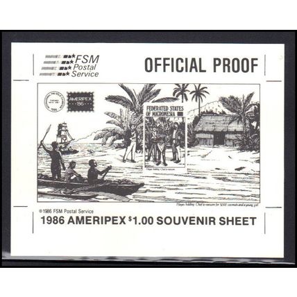 Event Card Micronesia Proof AMERIPEX '86 (No Stamp) Box0354