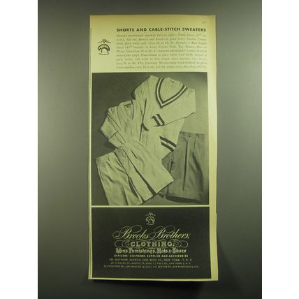1945 Brooks Brothers Shorts and Cable-Stitch Sweaters Advertisement