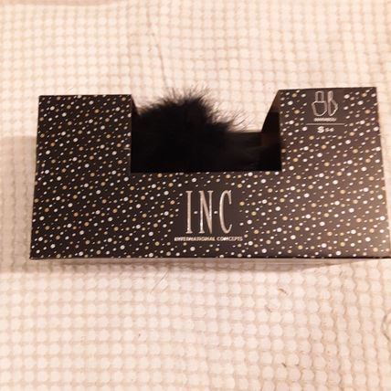 INC Women's Wedge Faux-Marabou Slide Slippers Black Small