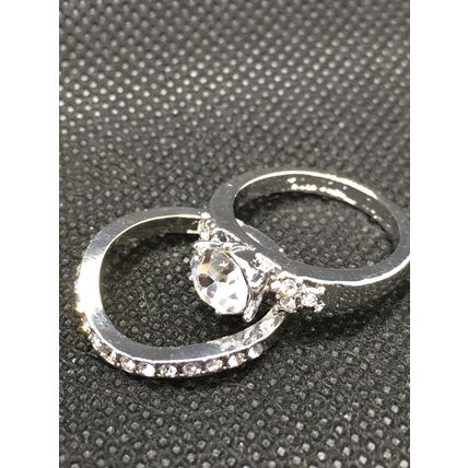 Ring Set Wedding Engagement Solitaire Band Rhinestone #194 #175 USA Seller