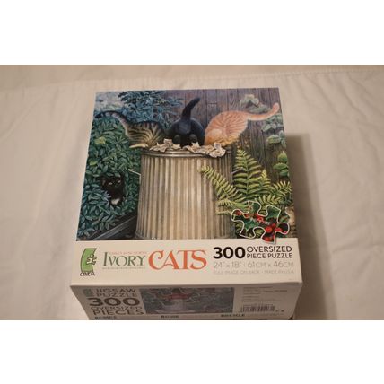 THE NEIGHBORHOOD DUSTBIN COMPLETE 300 PIECE Puzzle IVORY CATS