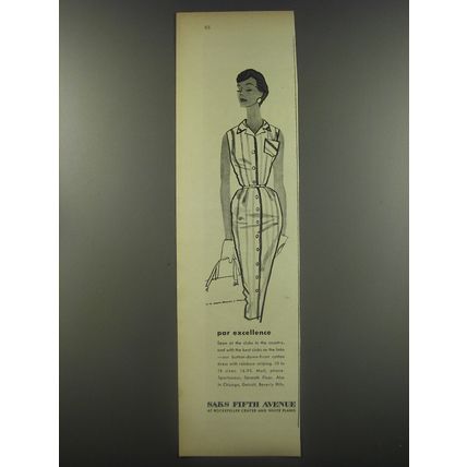 1956 Saks Fifth Avenue Fashion Ad - Par Excellence