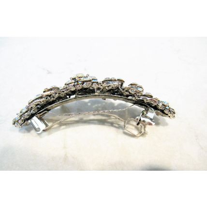 Silver flower shaped crystal hair barrette clip bridal clip bridal barrette