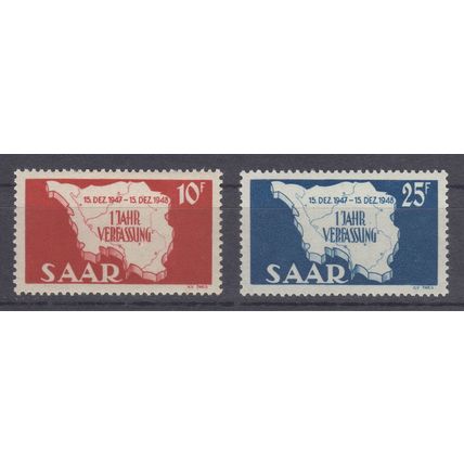 Saar, Germany 1948, 1st Anniversary of the Constitution set. MNH. Mi #260-261