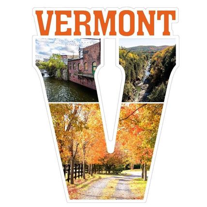 Vermont Maple Trees and River Capital V Collage Fridge Magnet