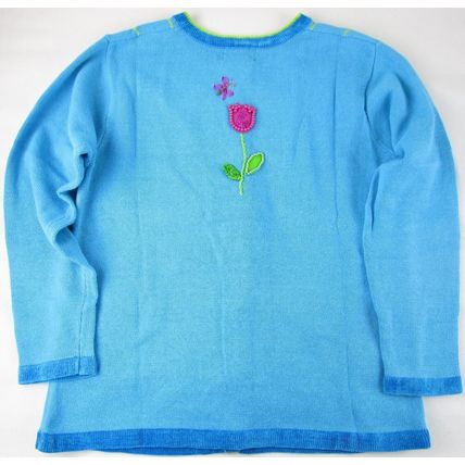 NEW The Quacker Factory Embellished Spring Easter Aqua Cardigan Sweater, M
