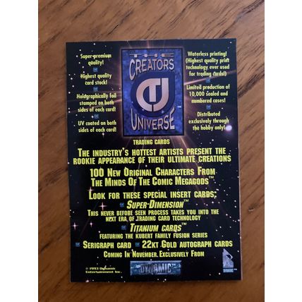 The Creators Universe promo trading card Warhorse (A) 1993 Dynamic, Jusko