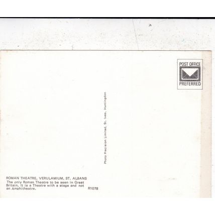Roman Theatre Verulaneum St Albans Hertfordshire Postcard unused mark on face
