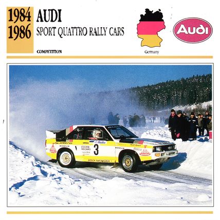 Collectors Club card. Classic Cars. Audi Sport Quattro Rally Cars