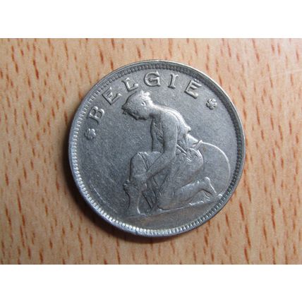 Belgium 1930 Overstruck MINT ERROR 2 Frank Belgie (Dutch - Flemish Text) Coin