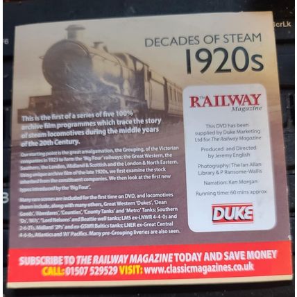 The Railway Magazine Promo DVD Decades Of Steam 1920's