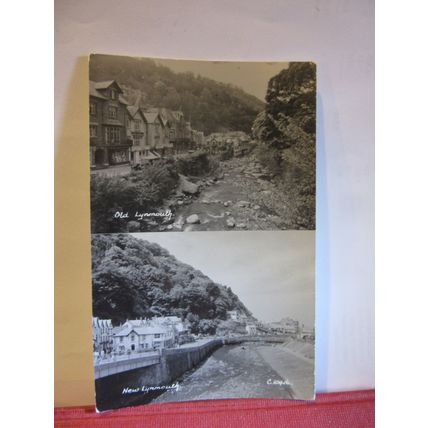 OLD & NEW, LYNMOUTH, DEVON unused vintage postcard RP by E A Sweetman =