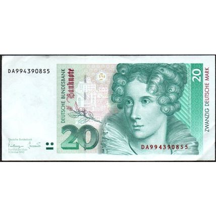 Coins/Notes. Germany 1993. Zwanzig (20) Deutsche Mark Value. Used