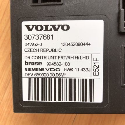 Volvo S40 V50 Front Right Power Window Motor Controller W/O BLIS 30737681