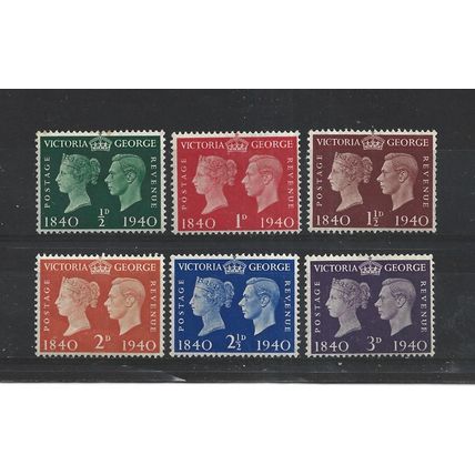 GB.Centenary of First Adhesive Postage Stamps set of 6.Mounted Mint.Jul25b