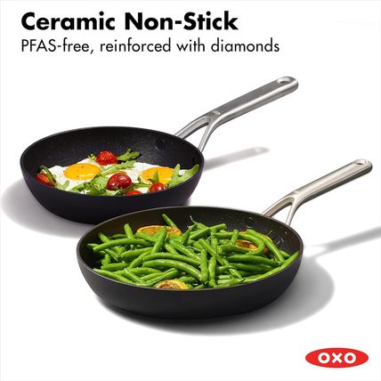 OXO Professional 8" and 10" Frying Pan Skillet Set, Hard Anodized Ceramic Nonsti