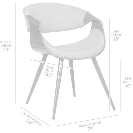 Armen Living Butterfly Mid Century Modern Dining Chair for Kitchen Office Desk V