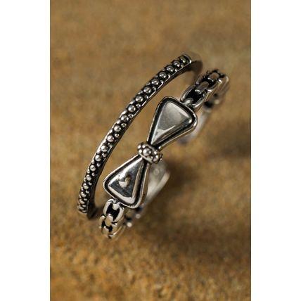 Silvery Bowknot Vintage Alloy Double Tier Ring