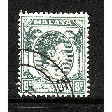 MALAYSIA STRAITS SETTLEMENTS 1938 SG283 8c GREY FINE USED