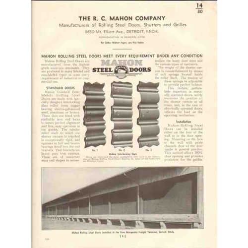 r c mahon company 1941 rolling steel doors grilles vintage catalog