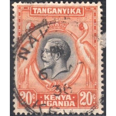 KUT - 1935 - SG114 - 20c black/orange - South African Crowned Cranes - KGV used