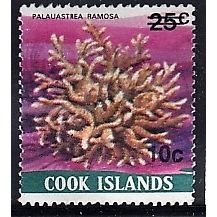 Cook Islands, 1987 25c Coral ovpt. SG 1095 (Scott #954b), used