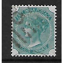INDIA 1878 SG 71 4A BLUE GREEN FINE USED