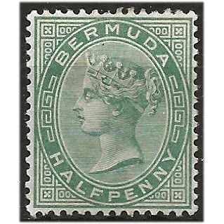 Bermuda 1892 SG21 1/2d Dull Green Wmk Crown CA Mounted Mint . ..