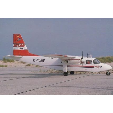 D-IORF at Heligoland Dune Atlas Air Service Ganderkesee German Plane Postcard