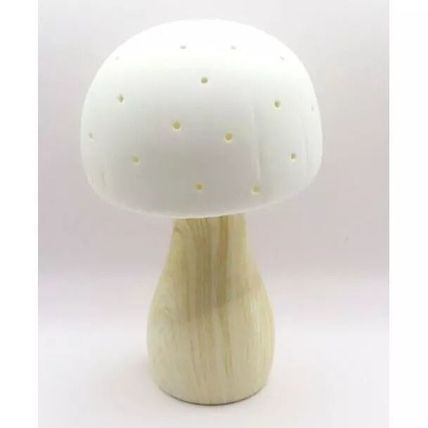White Ceramic Mushroom Ornament LED 13.5 CM Light Home Gift Decor Christmas