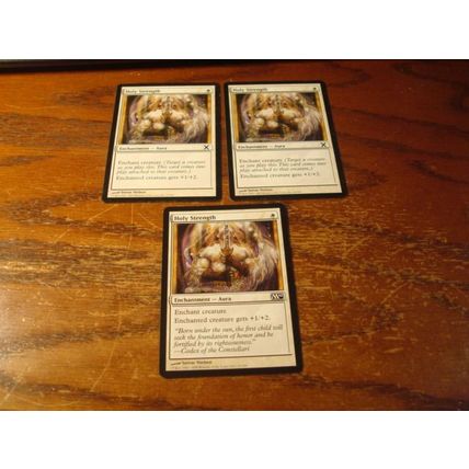 Magic The Gathering, MTG, 3-Cards, 1993-2007, HOLY STRENGTH, vg/ex