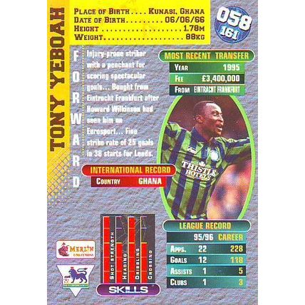 Merlin Premier Gold English Premier League 1996/97 Tony Yeboah